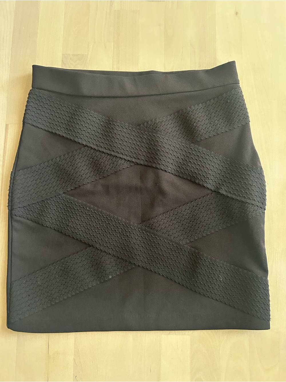 Black Textured Bandage Mini Skirt